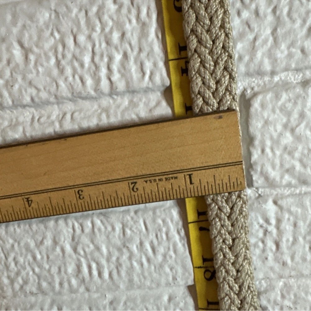 Vintage Braided Brown Leather & Cotton Belt - Leather Buckle - SIZE 32 -36 - Picture 3 of 5